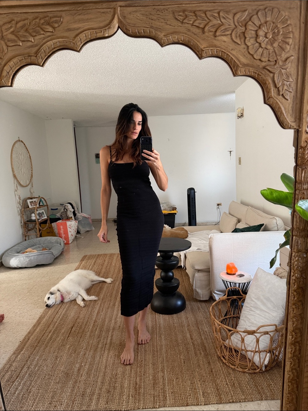 Olivaceous Black Strappy Midi Dress